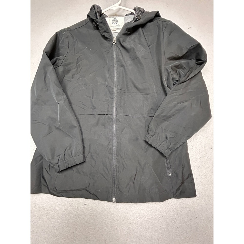 Weatherproof Jacket Windbreaker Hooded Polyester Black XL Womens